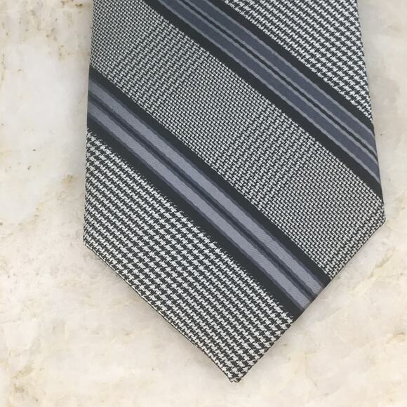 BEN SHERMAN GRAY BLUE REGIMENT STRIPE NECKTIE - Picture 5 of 12